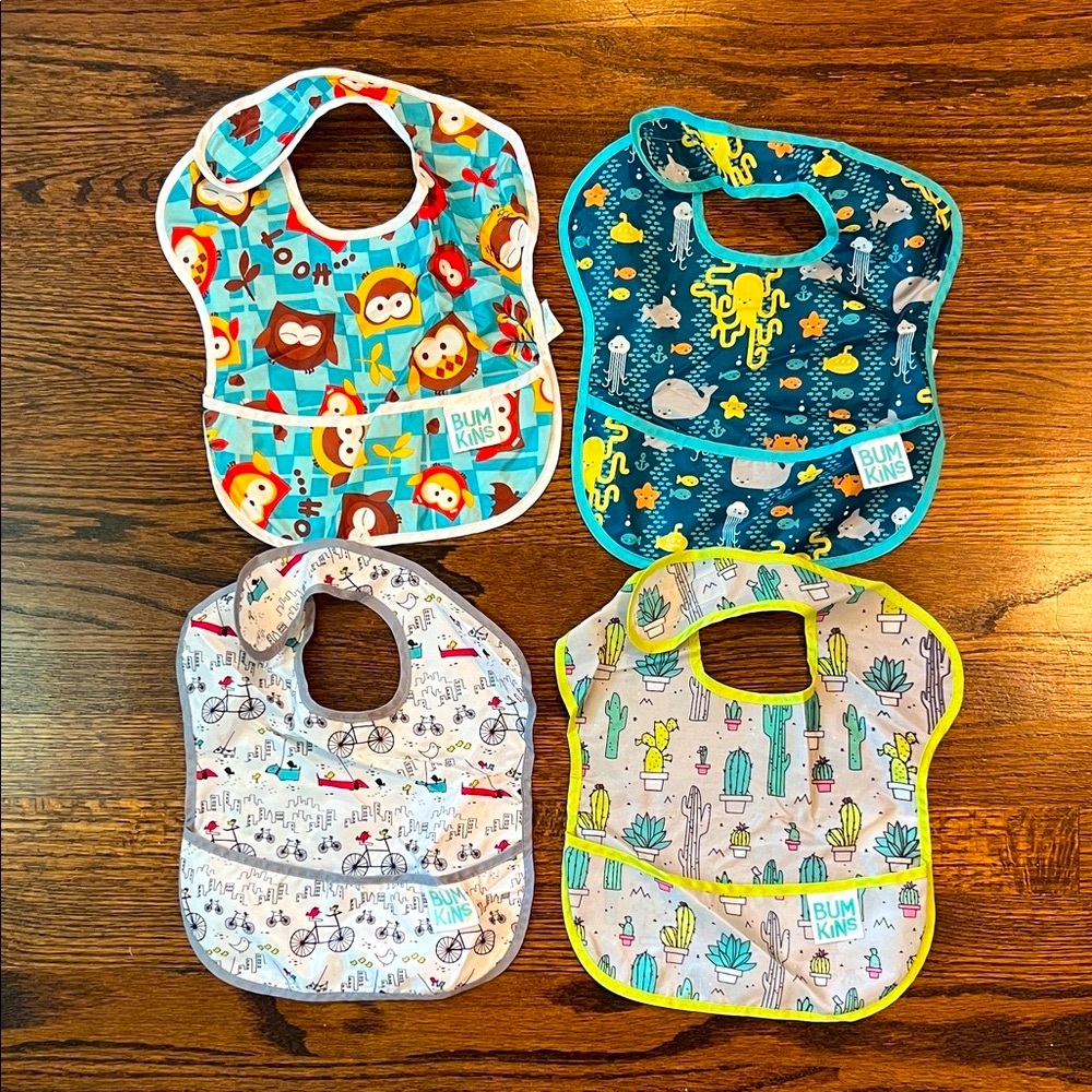 Bundle of Bumkins Fun Print Bib Set - Animals, Sea Life, Bikes, Cacti